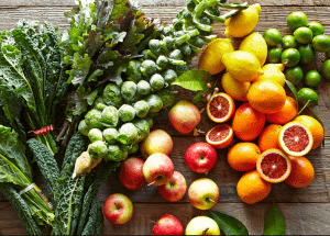 a group of fruits and vegetables on a wood surface Healthy Weight Loss Diets Torry